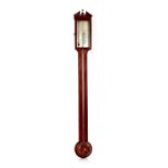 A 19th Century mahogany and chequer strung stick barometer, by Ortelly & Co. Derby, 97cm