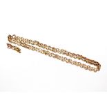 A gold chain, with plated clasp, approx. 28.7gms