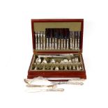 A cased canteen of modern Kings pattern silver cutlery, to include carving set, fish serving set,