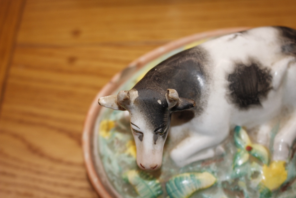 A Minton Majolica game pie dish and cover, decorated gun dog and shooting apparel to the lid, the - Image 5 of 32