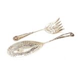 An Edwardian silver sardine slice and fork, Sheffield 1908