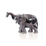 A large ebony elephant, 57cm long x 42cm high overall AF