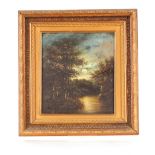 19th Century school, pair of studies depicting rural scenes by a river, one in moonlight, unsigned