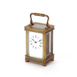 A French brass cased carriage timepiece, impressed to the back plate R &Co. Made in Paris, having