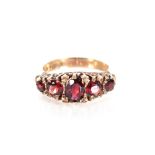 A 9ct gold five coloured stone set ring