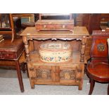 A mid-20th Century golden oak dwarf buffet cupboard, 84cm wide x 89cm high