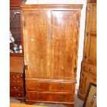 A 19th Century walnut hanging wardrobe, fitted two drawers to base and raised on bracket feet, in