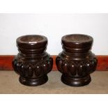 A pair of 19th Century carved mahogany baluster jardinieres
