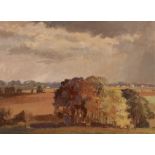 Cavendish Morton 1911-2015, rural Suffolk scene, signed and dated 1972, oil on board, 28cm x 39cm