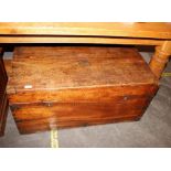 A 19th Century teak and brass bound camphor wood lined trunk,100cm wide