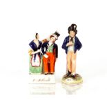 A Staffordshire figure, "Mrs & Mr Caudle"; and another "Gin and Water" (2)