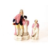 A Victorian Staffordshire figure of Shakespeare, 19cm high; and another of Milton, 20cm high (2)