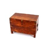 A small teak and camphor wood brass bound travelling chest, 70cm wide