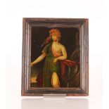 A 19th Century reverse glass picture, depicting semi-naked maiden with anchor