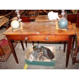 A 19th Century mahogany side table, fitted single drawer raised on square section tapering supports,