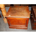 A Victorian mahogany box commode, with fold up arm rests, 55cm