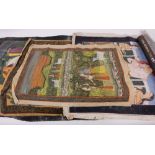 A collection of four large early to mid 20th Century Indian gouaches on material, depicting