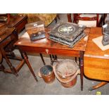 A 19th Century mahogany side table, fitted with a single drawer, raised on ring turned tapering