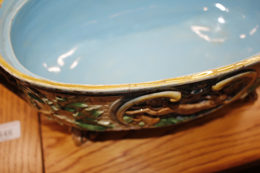 A Minton Majolica game pie dish and cover, decorated gun dog and shooting apparel to the lid, the - Image 25 of 32