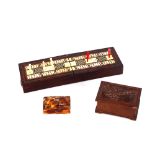 A Regency tortoiseshell pill box, with a hinged lid; a Victorian inlaid folding cribbage board /