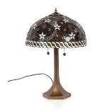 An Art Deco design table lamp, complete with Tiffany style shade, 60cm high