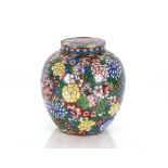 A late 19th early 20th Century Chinese cloisonné vase and cover, the ovoid body and flat lid