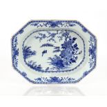 A 19th Century Chinese blue and white platter, 44cm  AF and riveted; and five various Chinese
