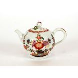 A rare Meissen porcelain teapot, of squat bullet shape and octagonal spout, the body decorated in