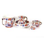 A Victorian Masons ironstone Imari pattern toilet set, comprising jug, bowl, pail, soap dish, and