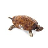 A cast metal and tortoiseshell table bell, in the form of a turtle  AF