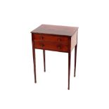 A 19th Century mahogany side table, of small proportions fitted two drawers, raised on square