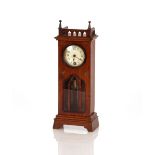 An oak cased miniature grandfather clock timepiece, 28cm high