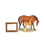 A Royal Worcester model of Prince's Grace and foal, modelled by Doris Lindner, limited edition