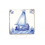 A collection of various 18th Century and later Delft tiles, decorated animals, figures and sailing