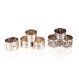 Seven various silver napkin rings, 9oz