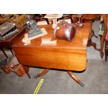 A 19th Century mahogany supper table, fitted single end drawer, the rounded drop leaves raised on