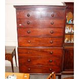 A 19th Century mahogany tallboy, the upper section surmounted by a stepped cornice above two short