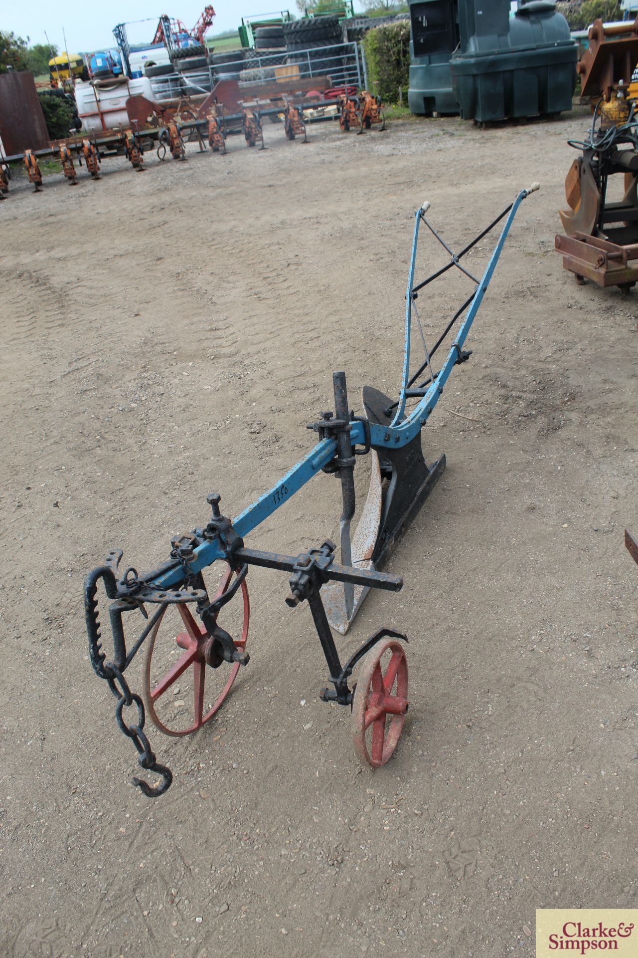 Ransomes RND single furrow horse drawn meadow plough. Complete. - Image 2 of 8