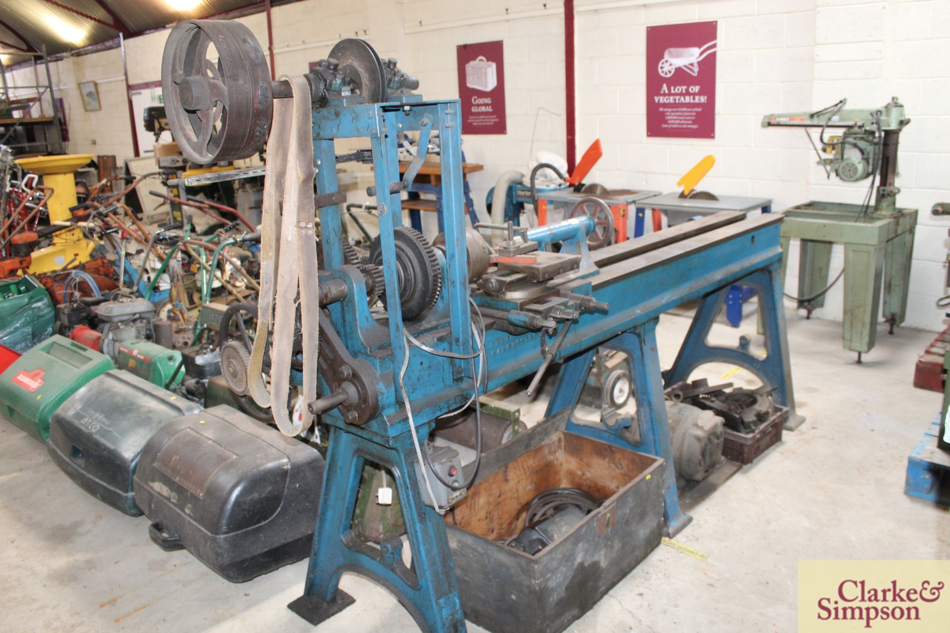 Whitworth metalwork lathe. With fixed steady and face plate.