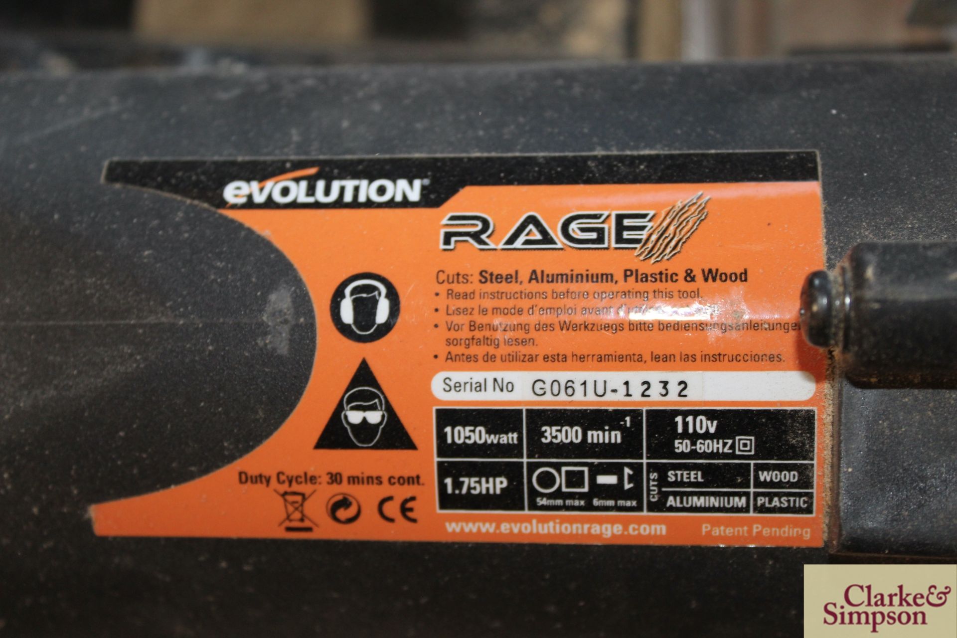 Evolution 110v circular saw. - Image 4 of 4