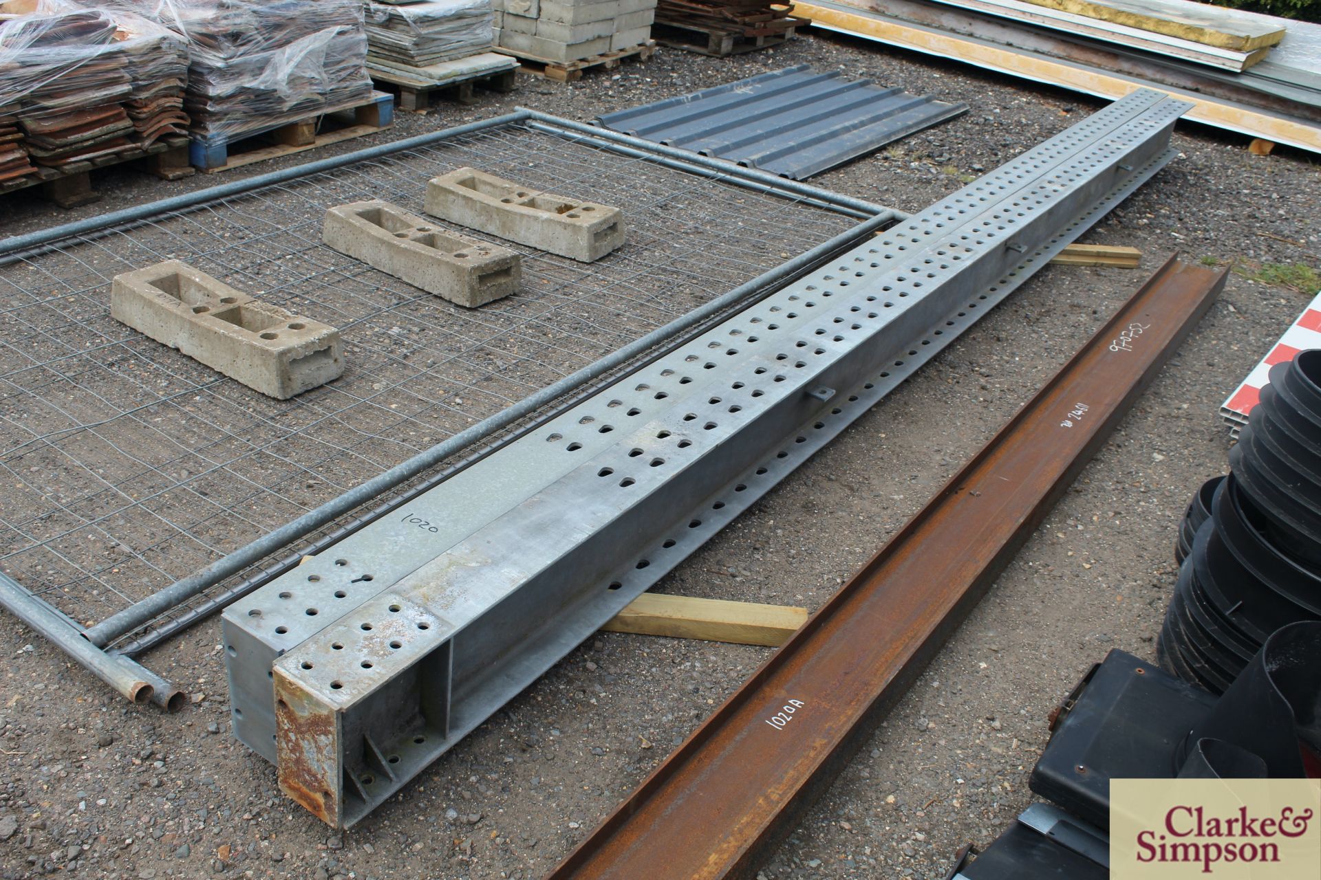 2x 5.7m galvanised steel beams. - Image 2 of 4