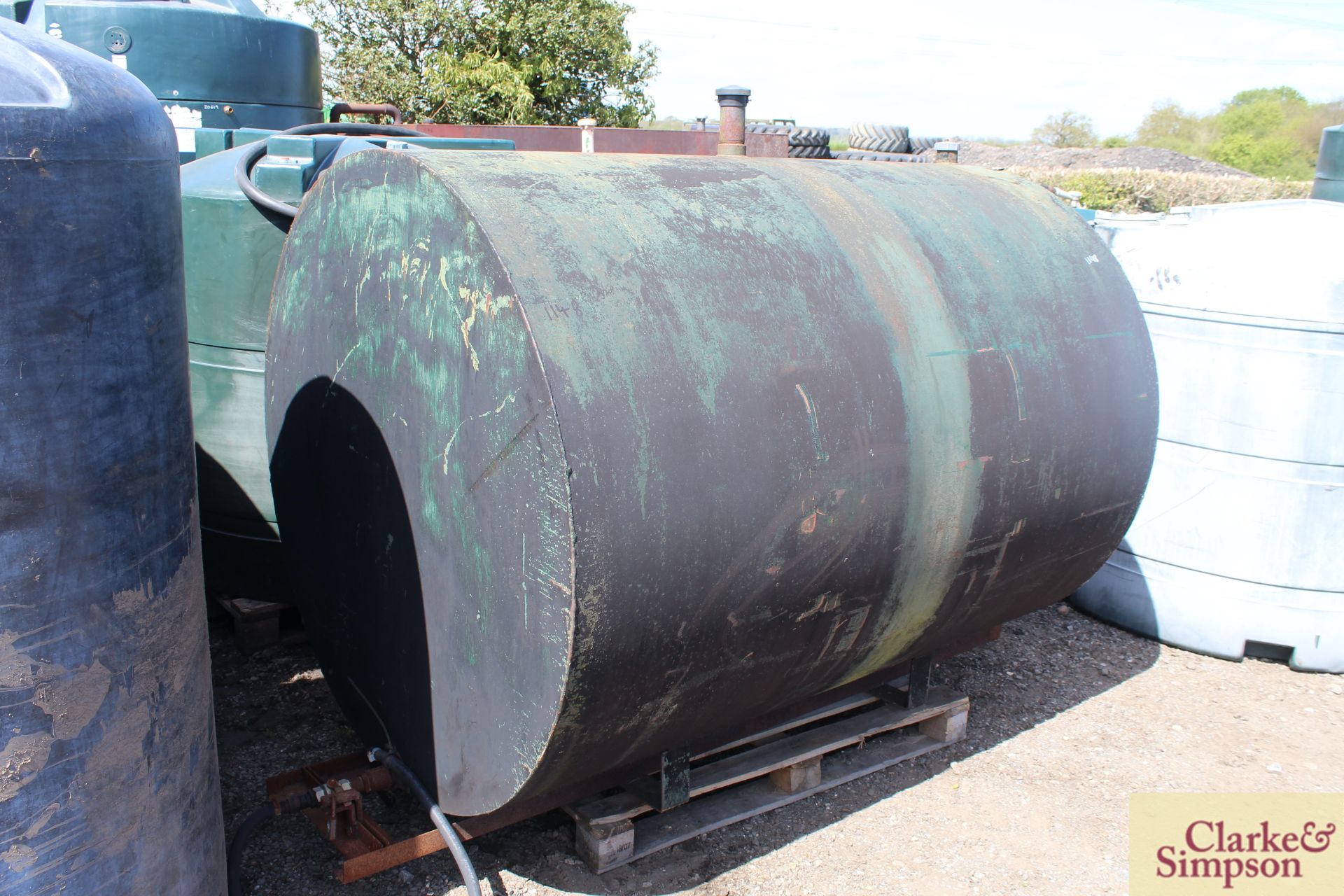 c.2,000L metal cylindrical diesel tank. * - Image 2 of 4