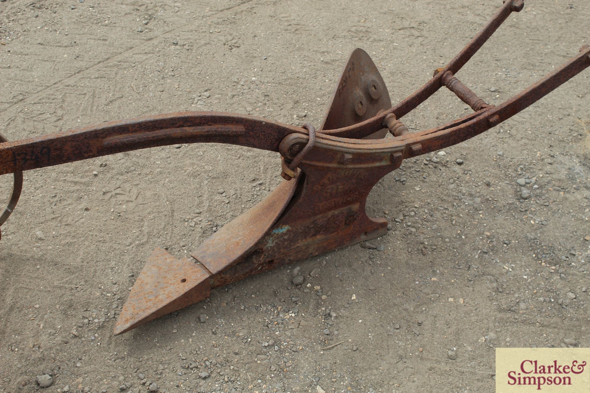 Ransomed Sims and Head RHA single furrow horse drawn plough. For restoration. - Image 7 of 8