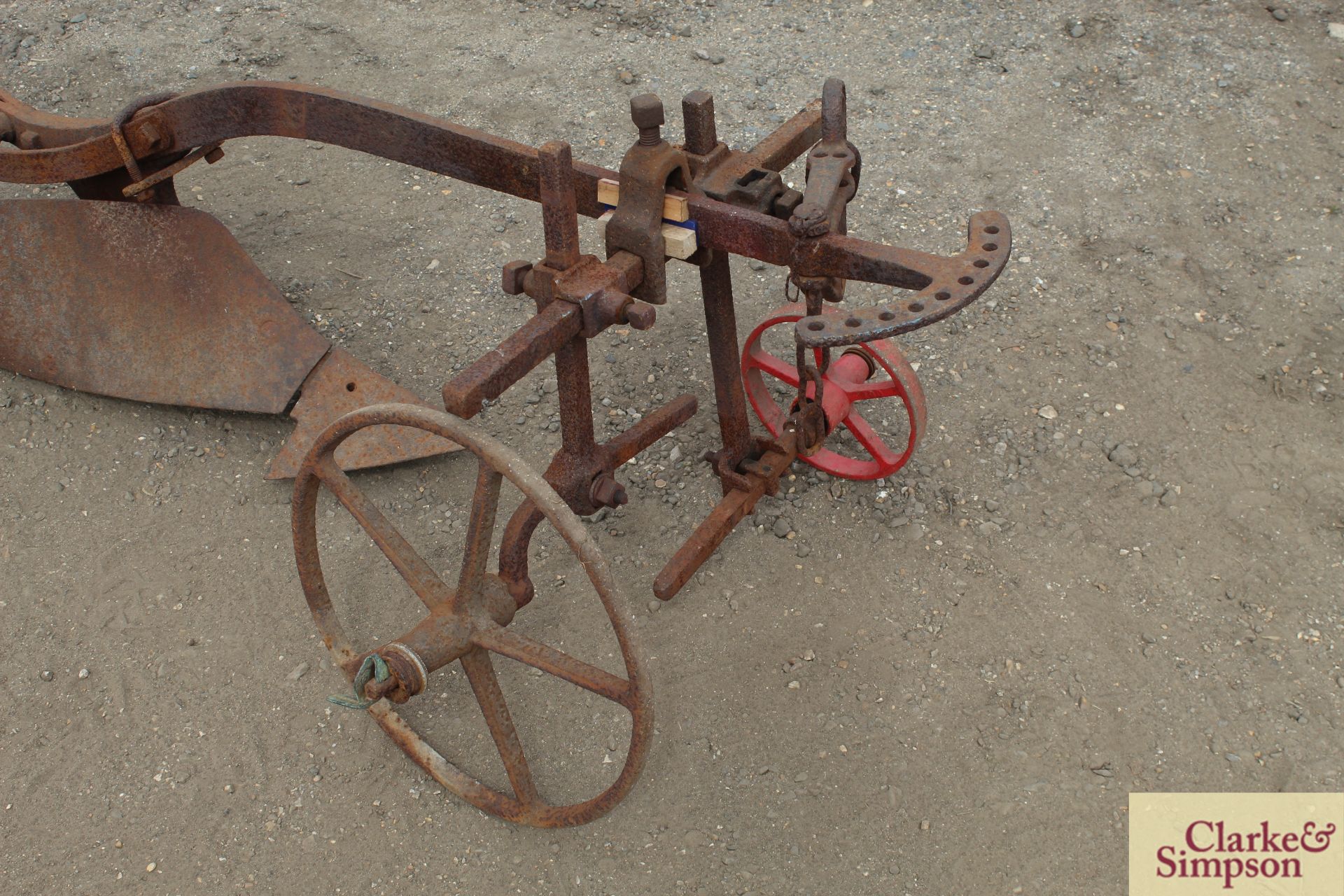 Ransomed Sims and Head RHA single furrow horse drawn plough. For restoration. - Image 3 of 8