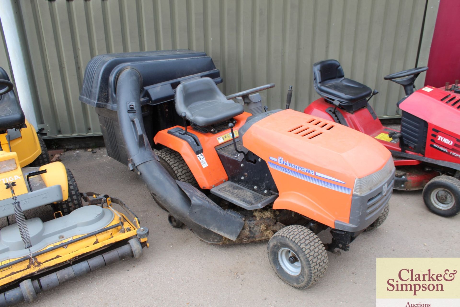 Husqvarna YT130 ride-on mower. With 42in deck, 6-speed gearbox and collector.