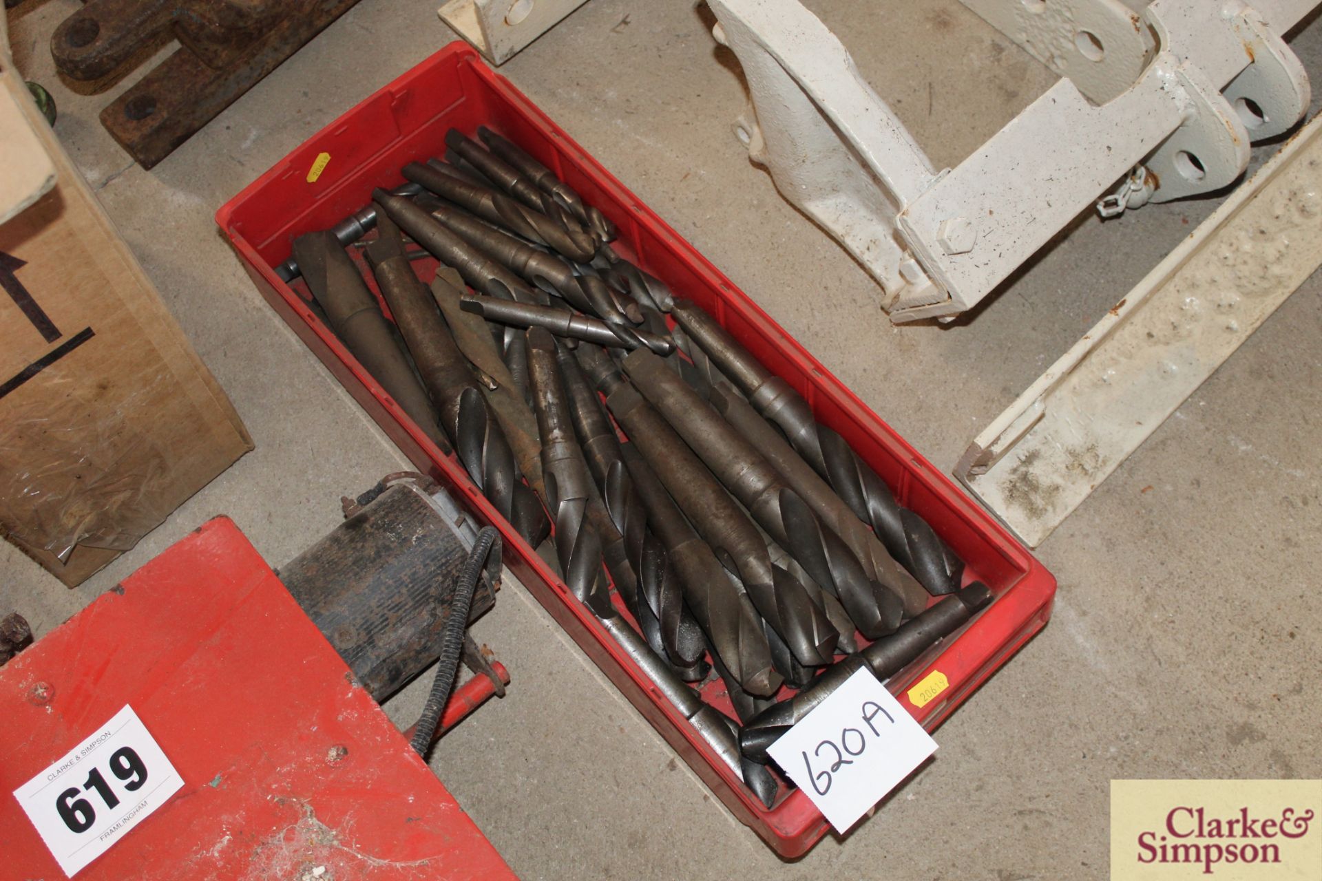 Box of Morse taper drill bits. *