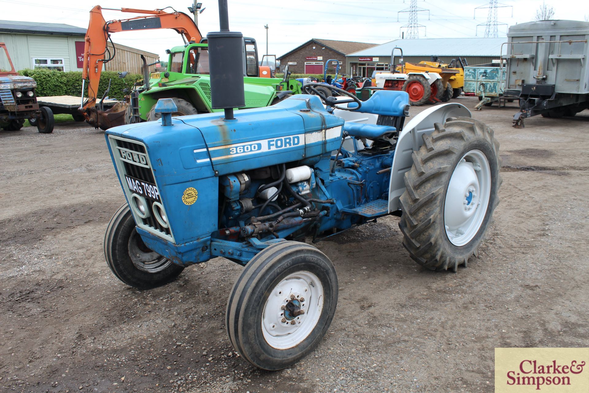 Ford 3600 2WD tractor. Registration MAG 799P. Date of first registration 02/1976. 12.4/11-28 rear