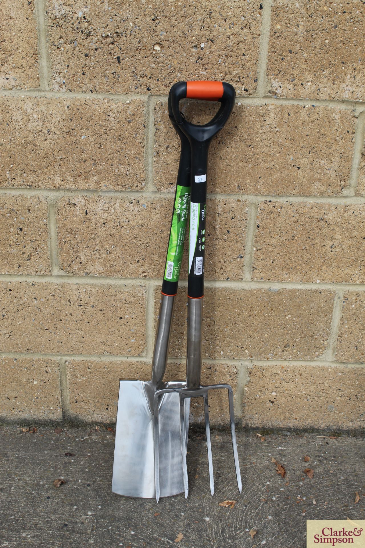 Stainless steel digging fork and spade. *