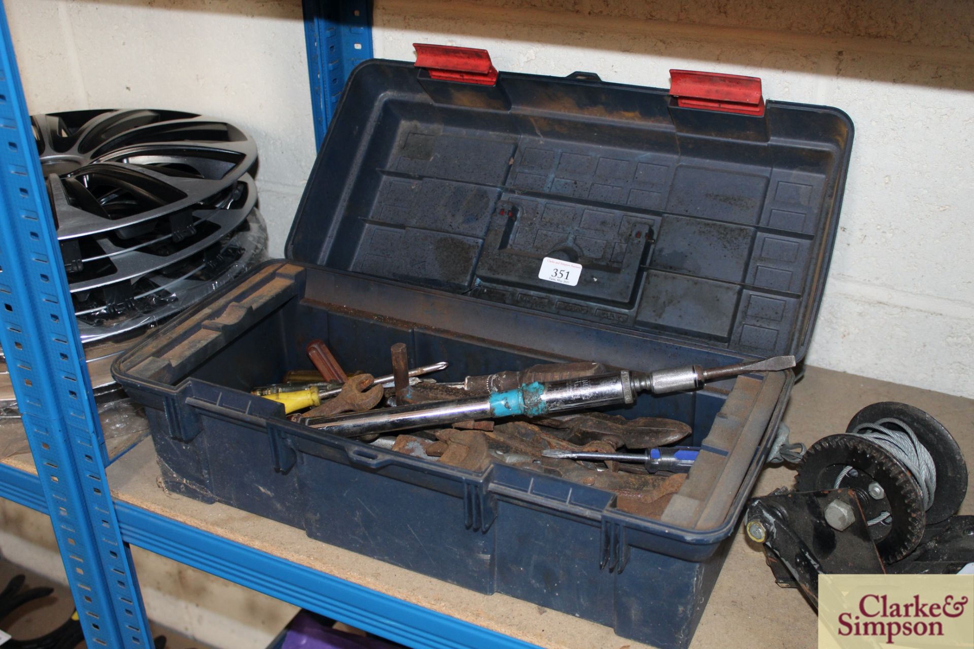 Box of spanners and screwdrivers.