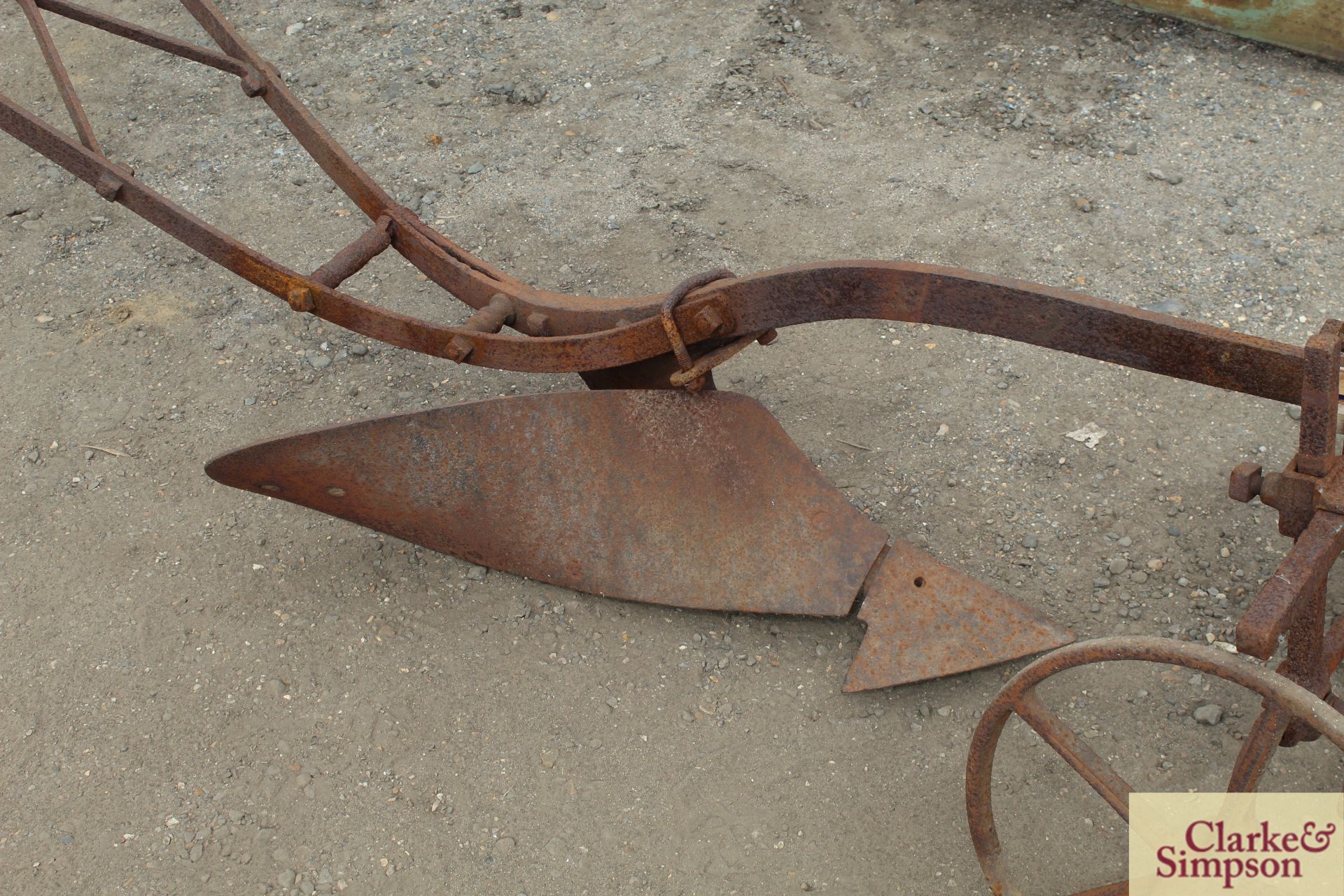 Ransomed Sims and Head RHA single furrow horse drawn plough. For restoration. - Image 4 of 8